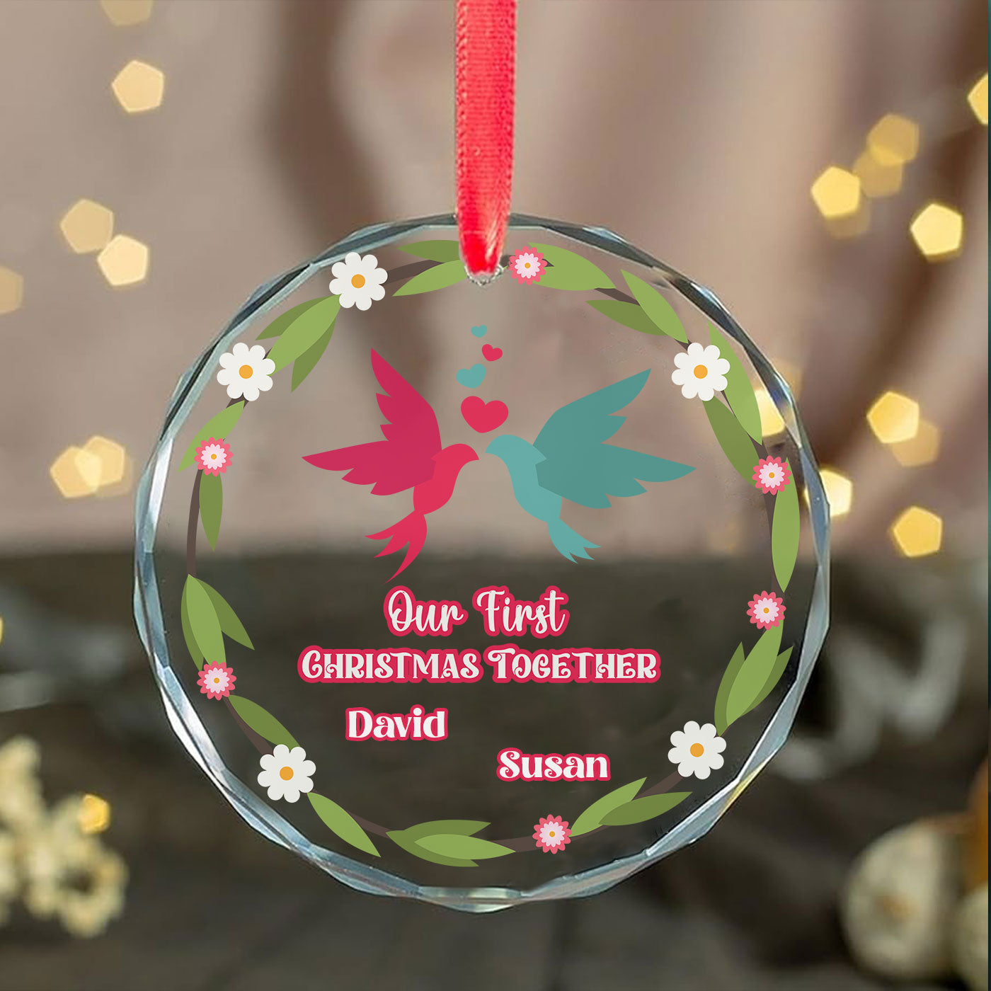 Our First Christmas Together | A Lovebirds Celebration | Glass Ornament